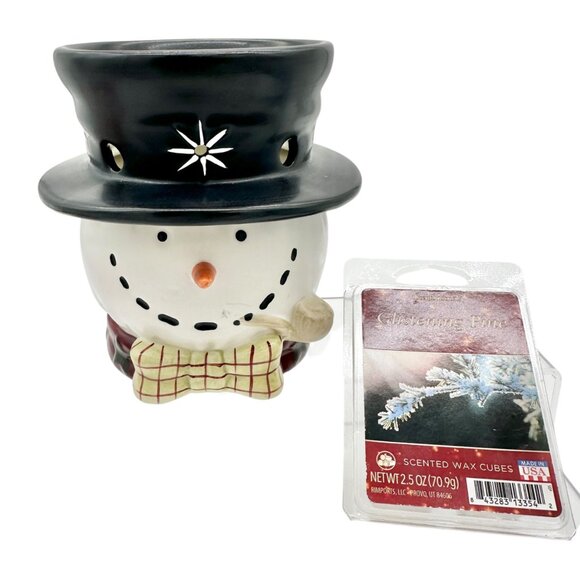 Yankee Candle Snowman Wax Warmer With ScentSationals Glistening Pine Wax Cubes - Picture 1 of 9